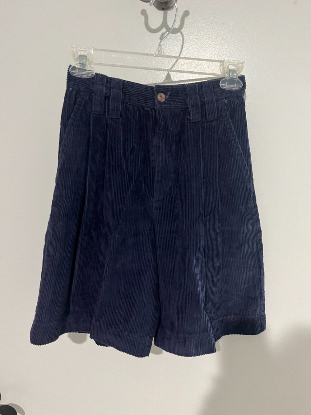 VTG Palmettos Blue/Navy Corduroy High Waisted Pleated Mom Shorts size 3